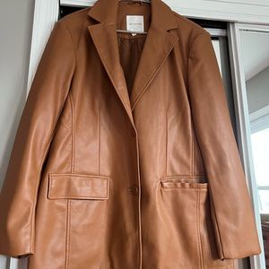Camel Faux Leather Blazer - worn only once!